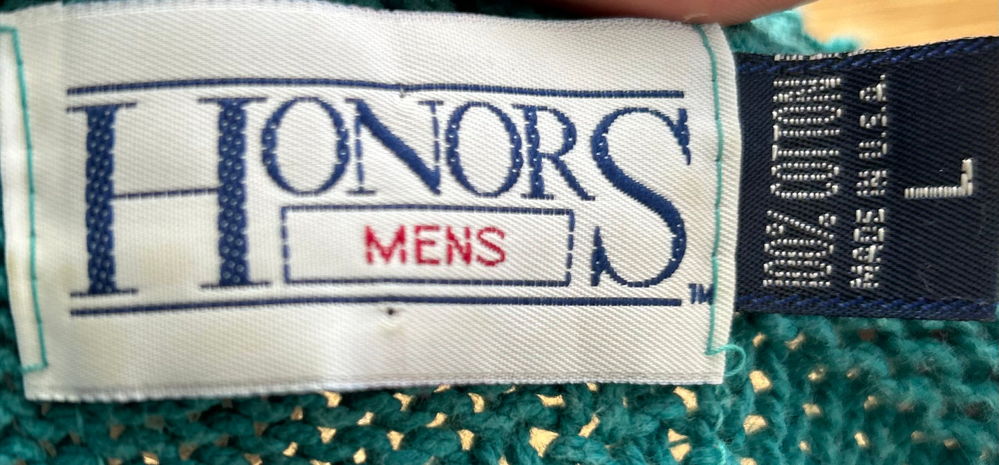 1990s Aqua Blue Sweater | Honors Mens US Men's L