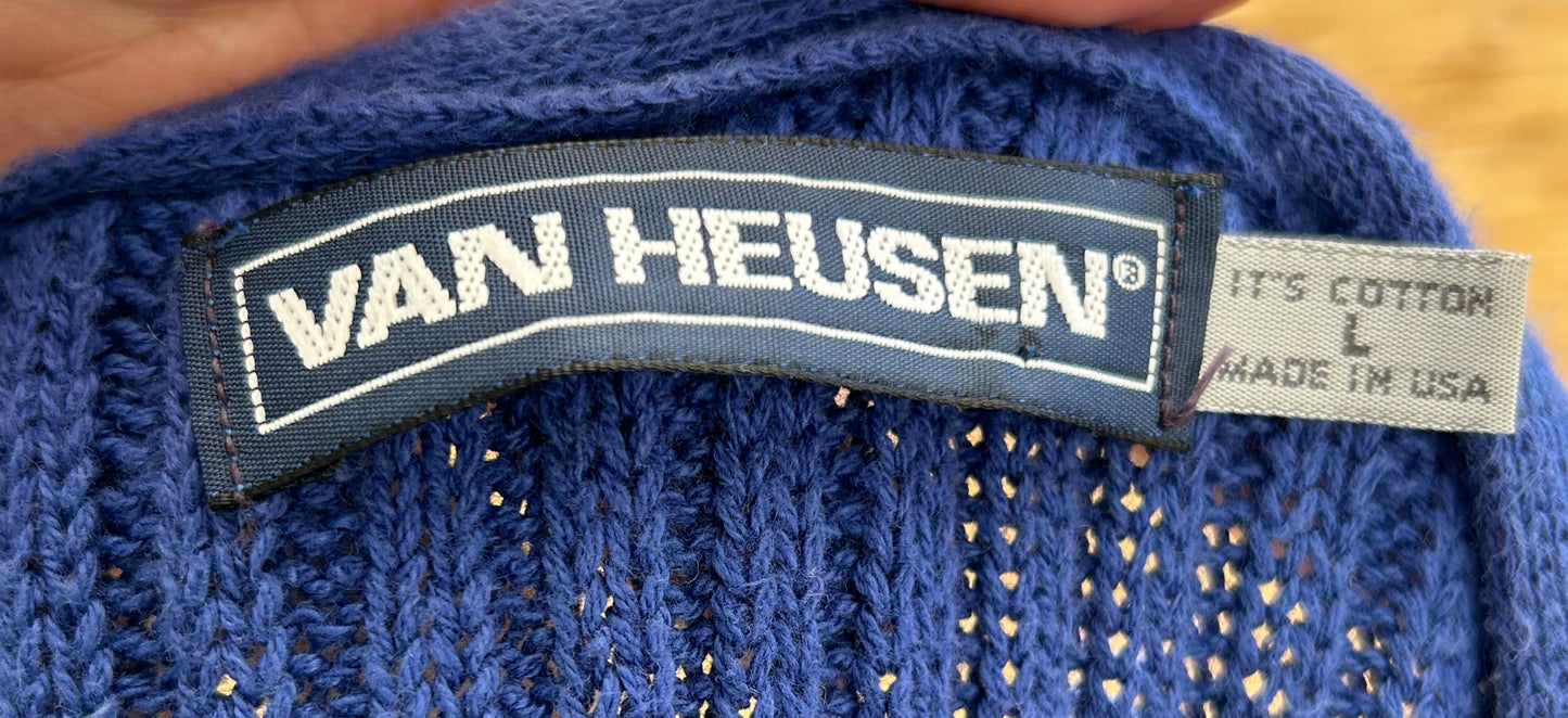 1980s Blue Van Heusen Sweater Vest | Van Heusen US Men's XL