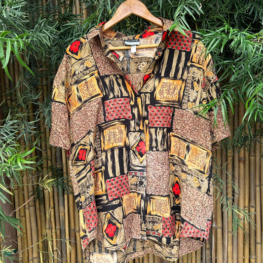 1980s Brown Funk Button-up | Caliche Collection US Men's L