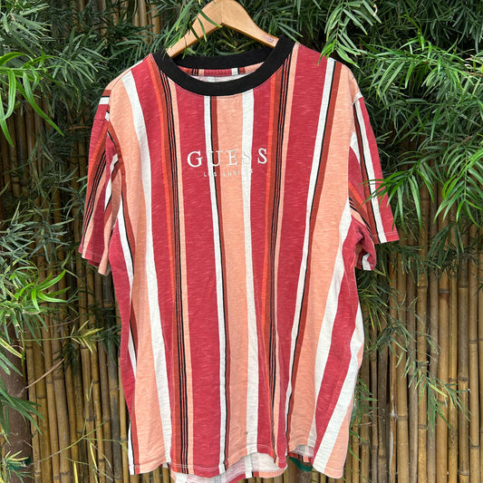 Retro Red GUESS Striped Tee | GUESS US Men's L