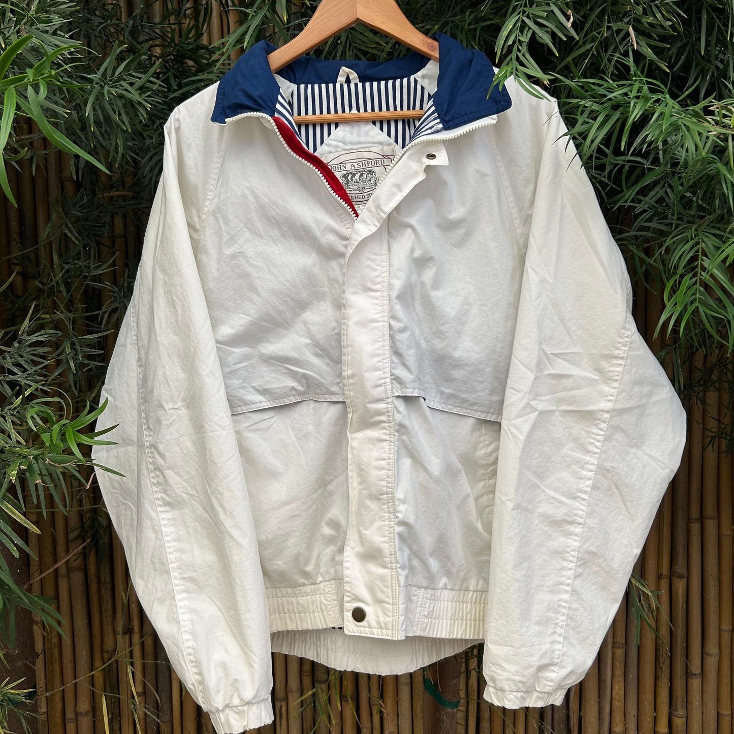 1990s White Windbreaker Jacket | John Ashford US Men's M