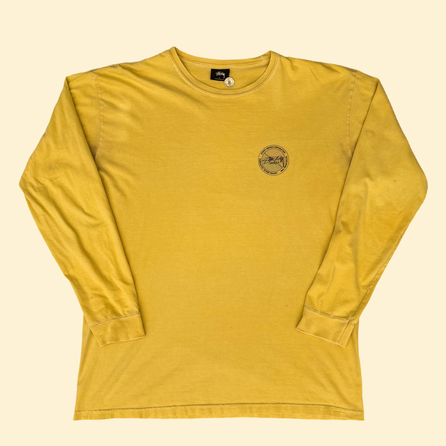 2000s Yellow Stussy Long-sleeve Shirt | Stussy US Men's M