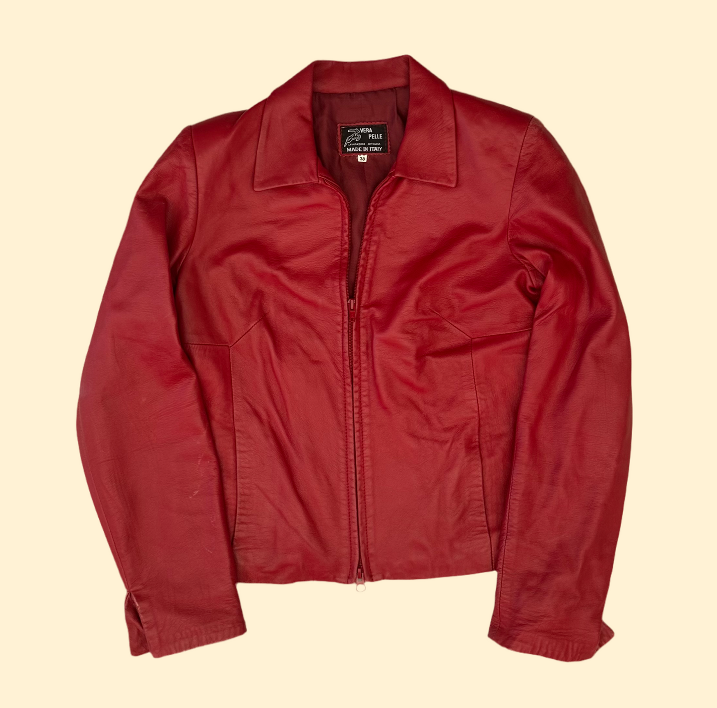 1970s Red Italian Leather Jacket | Vera Pelle Women's 38