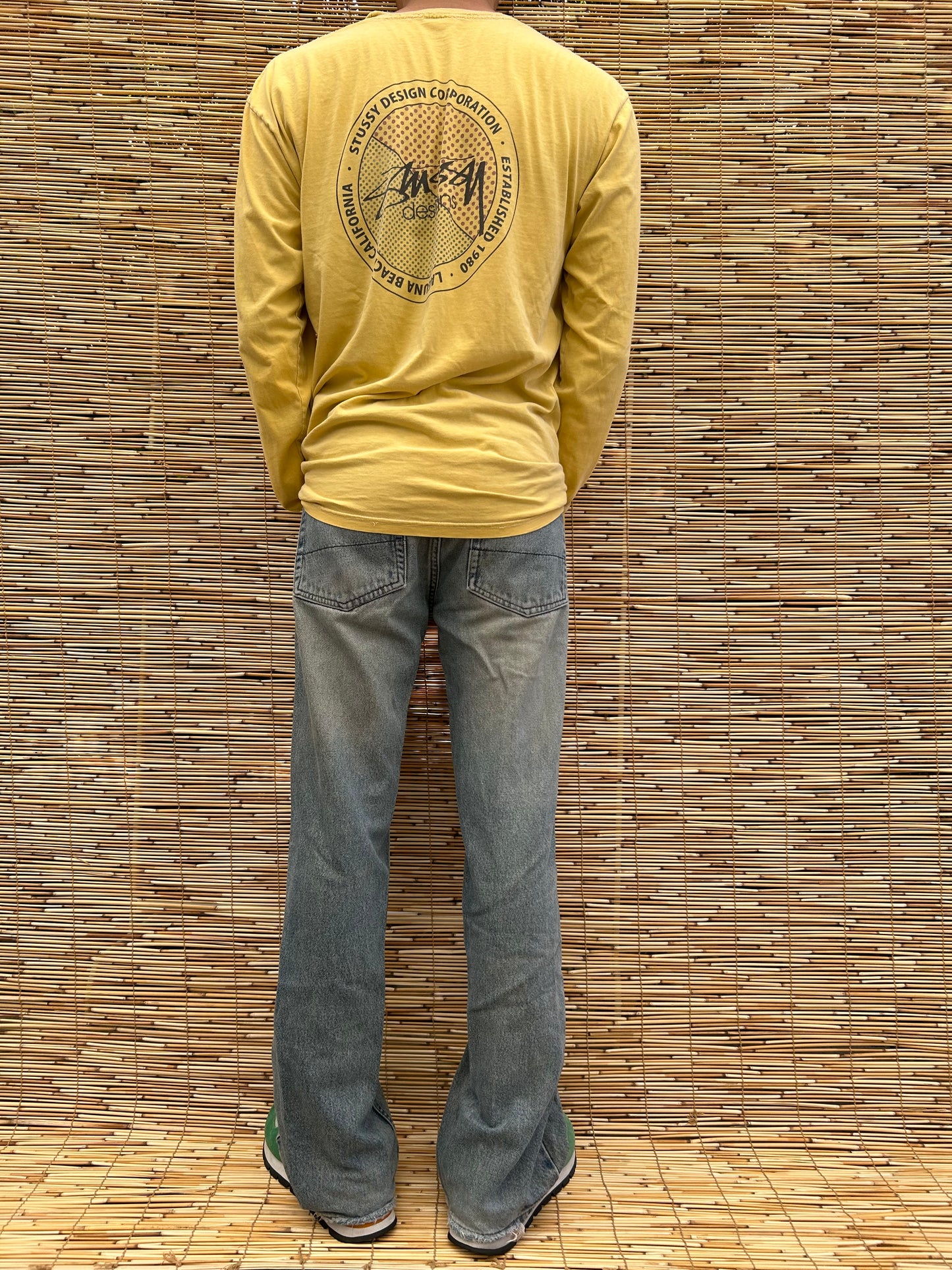 2000s Yellow Stussy Long-sleeve Shirt | Stussy US Men's M