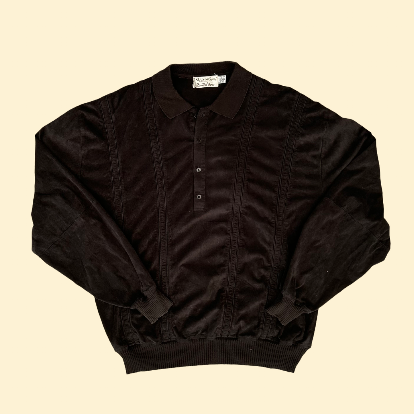 1970s Black Collared Long-sleeve Shirt | St. Croix Countess Mara US Men's L