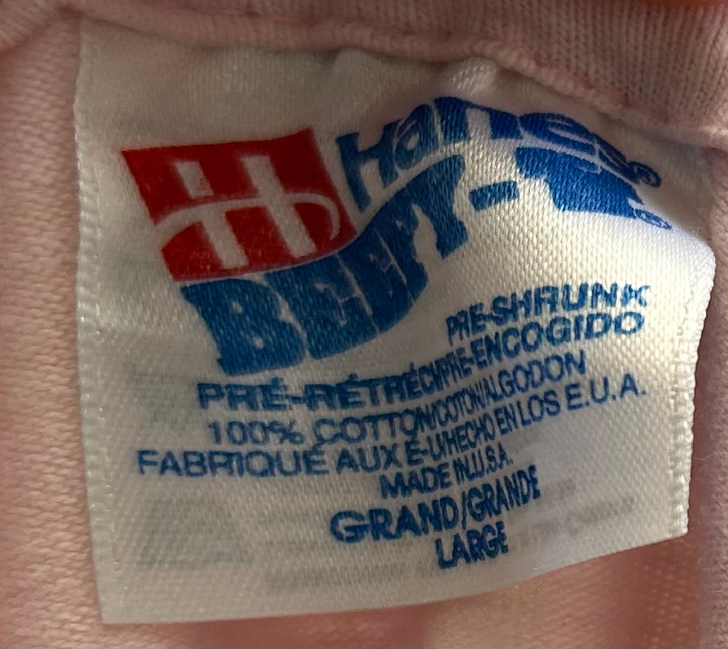 1993 Pink Hawaii Monarchy Tee | Hanes Beefy-T US Men's L