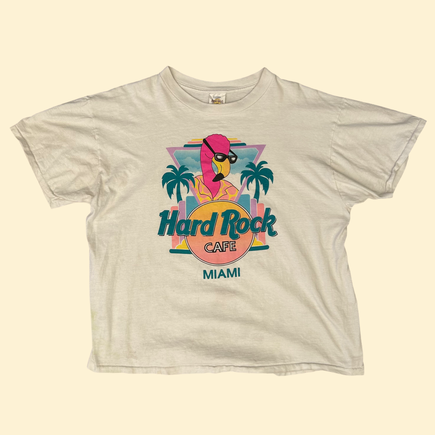 1990s White Hard Rock Cafe Miami Graphic Tee | Hard Rock Cafe US Men's L