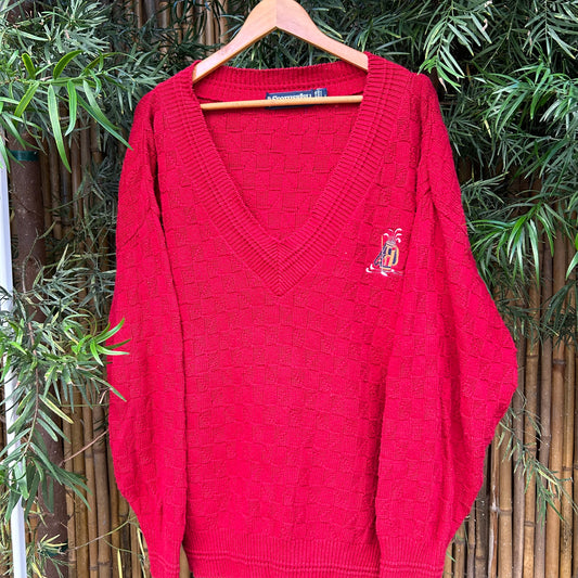 1980s Red Golf V-neck Sweater | ScottishIsle US Men's L