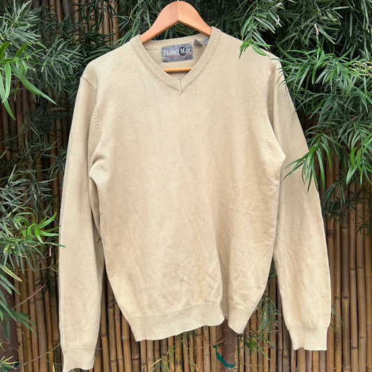 2000s Beige V-Neck Sweater | Franky Max US Men's M