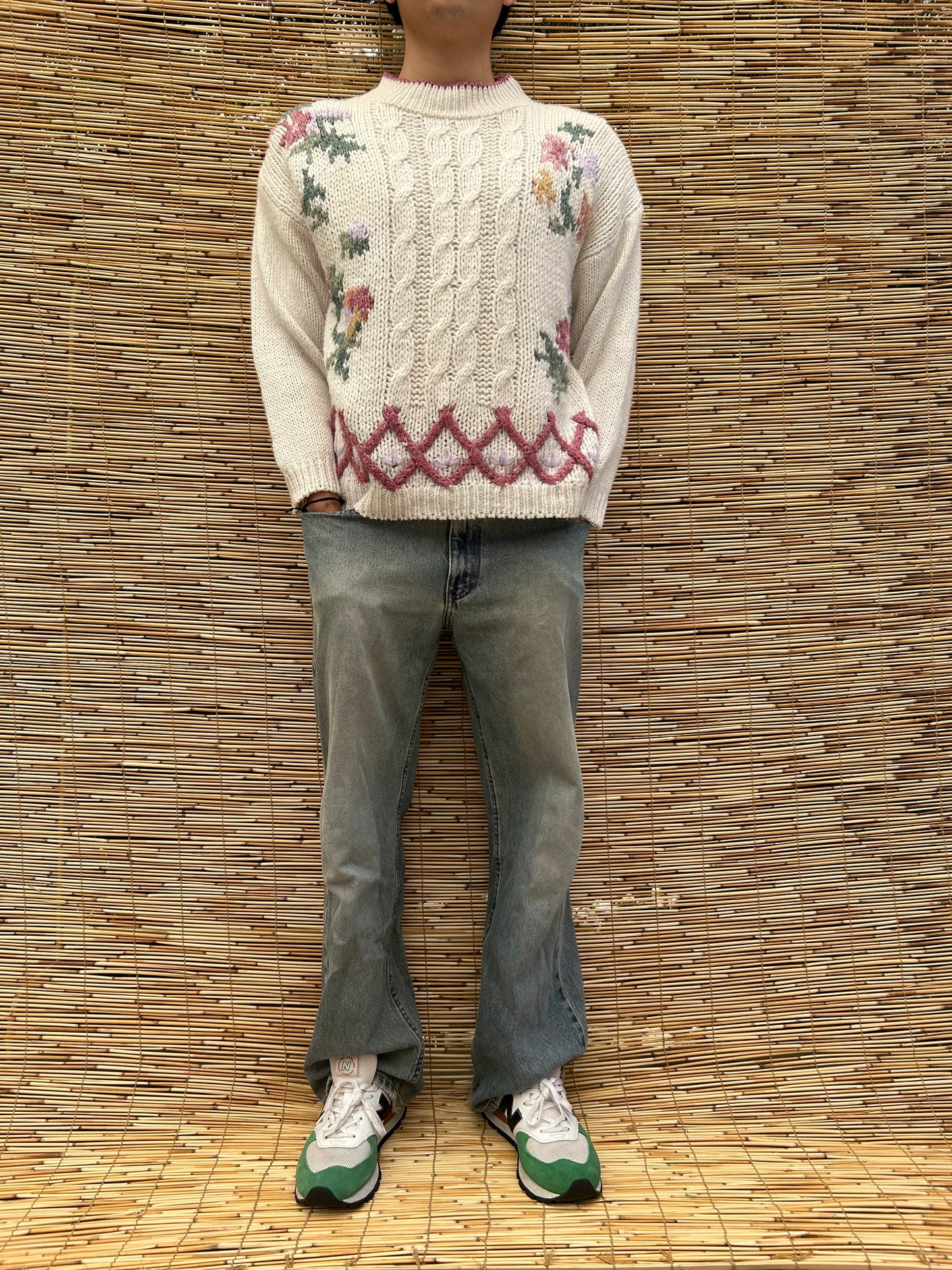 1970s Hand-knit White Sweater | Huntington Ridge US Men's M