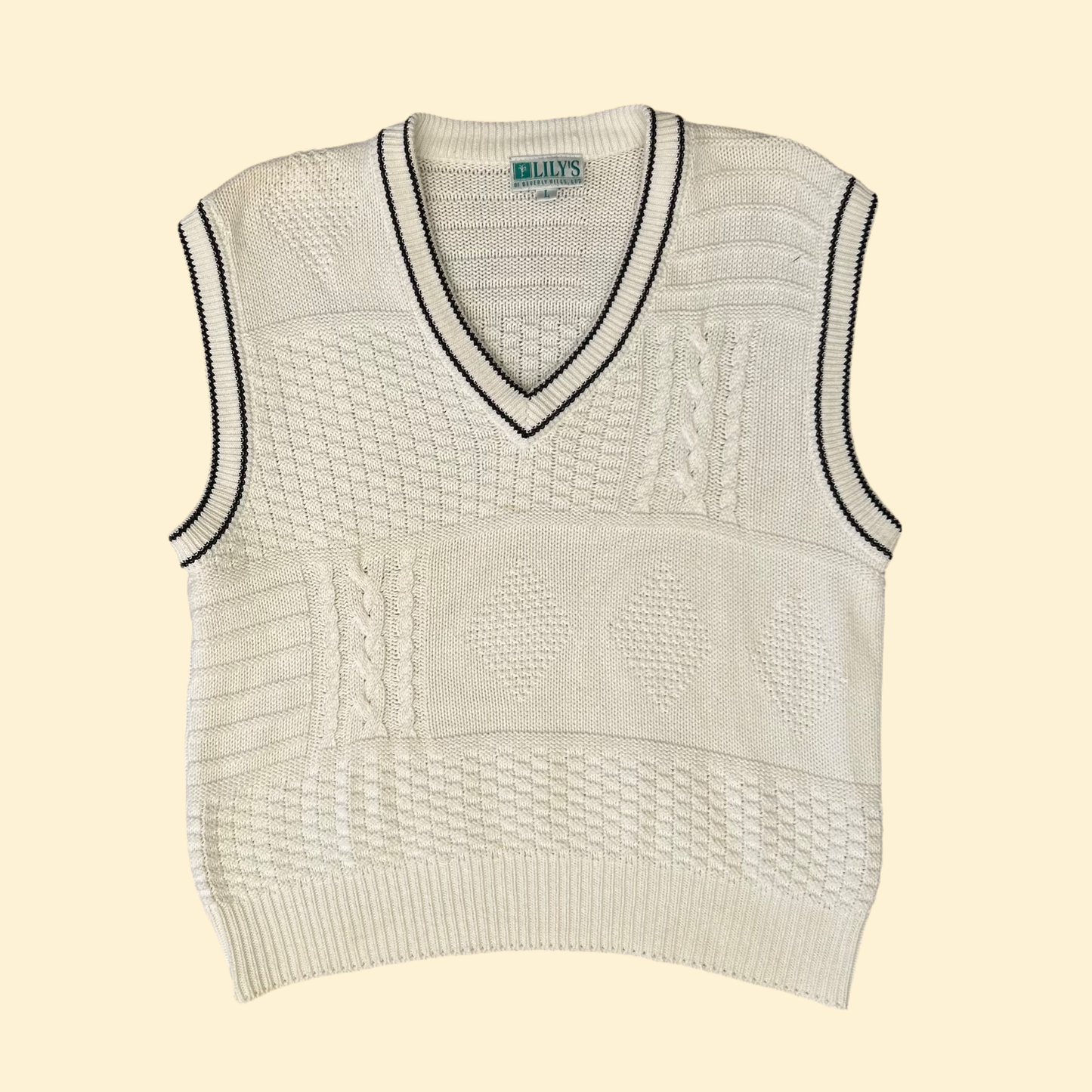 1990s White Sweater Vest | Lily's Beverly Hills US Men's L