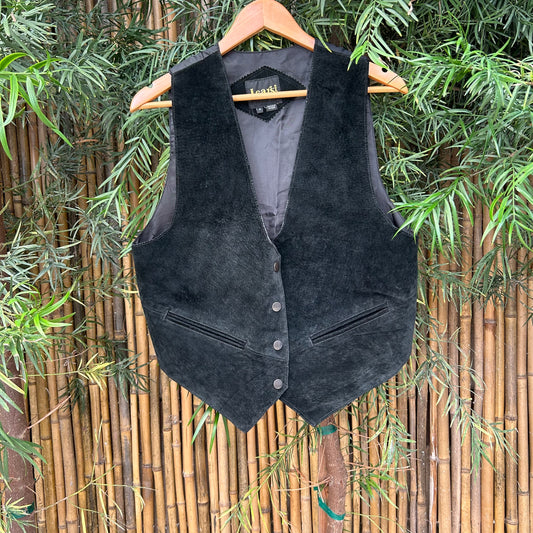 2000s Black Leather Vest | Learsi US Women’s M