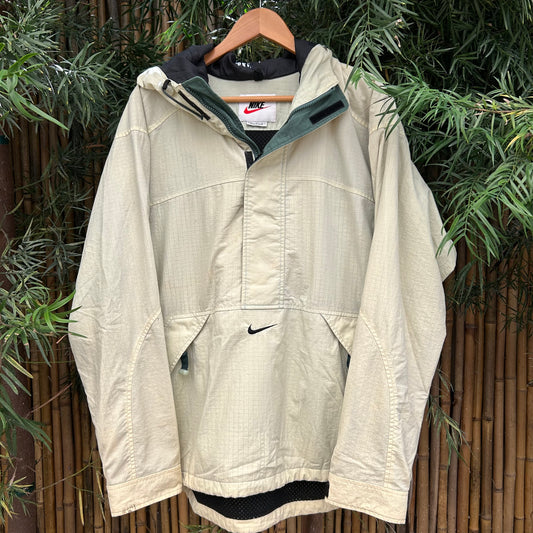 1990s Cream Nike Windbreaker Hoodie | Nike US Men's M