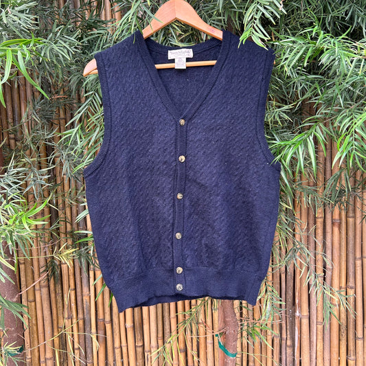 1990s Navy Sweater Vest | Tricots St. Raphael Women's Size XL