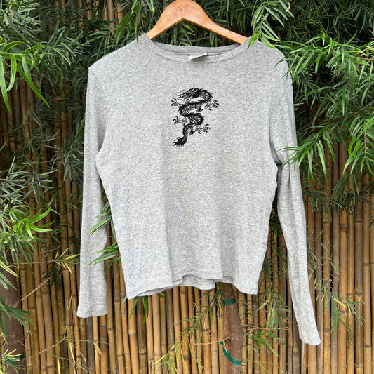 1990s Gray Dragon Shirt | xhilaration US Women's L