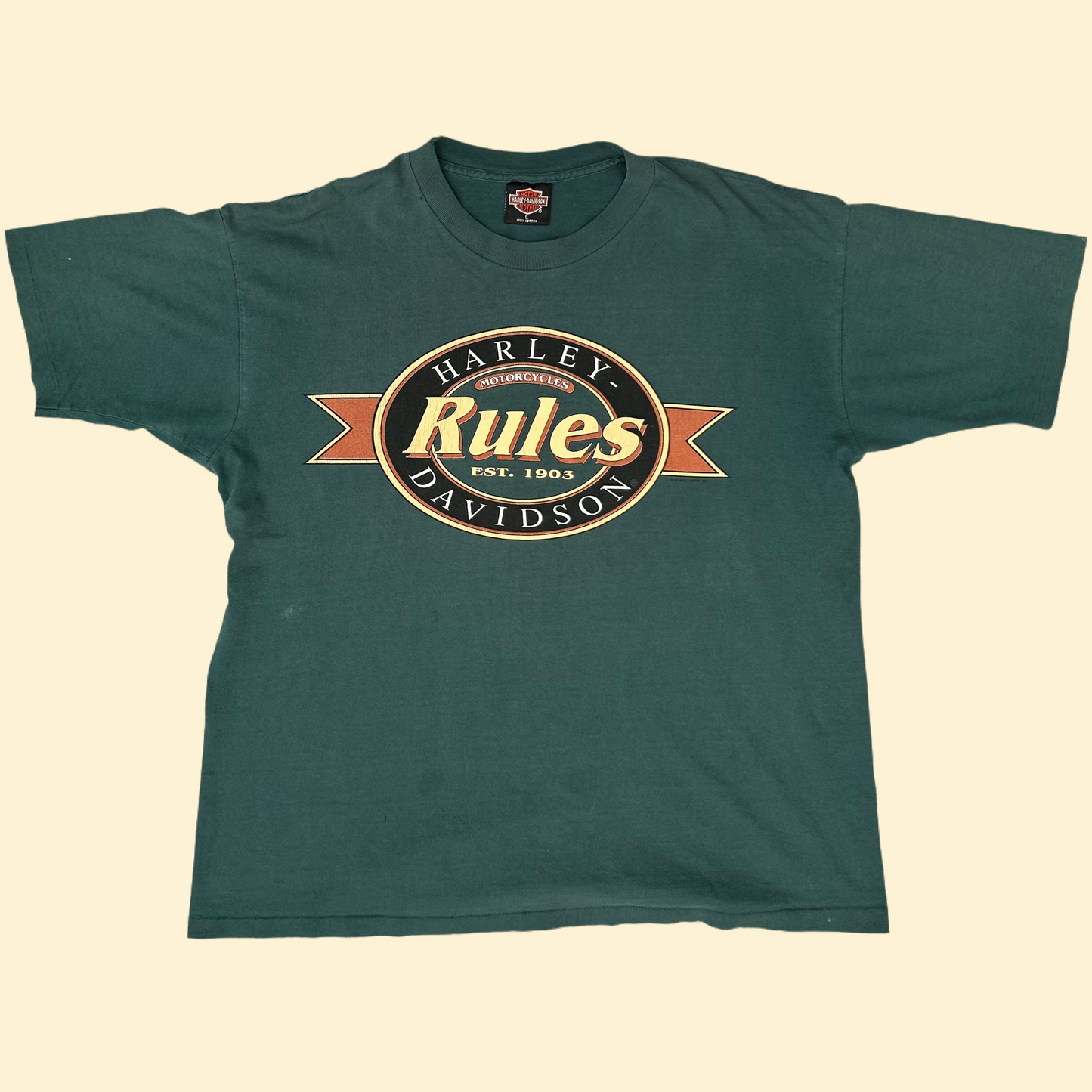 1994 Green Harley Davidson Rules Tee | Holoubek US Men's L