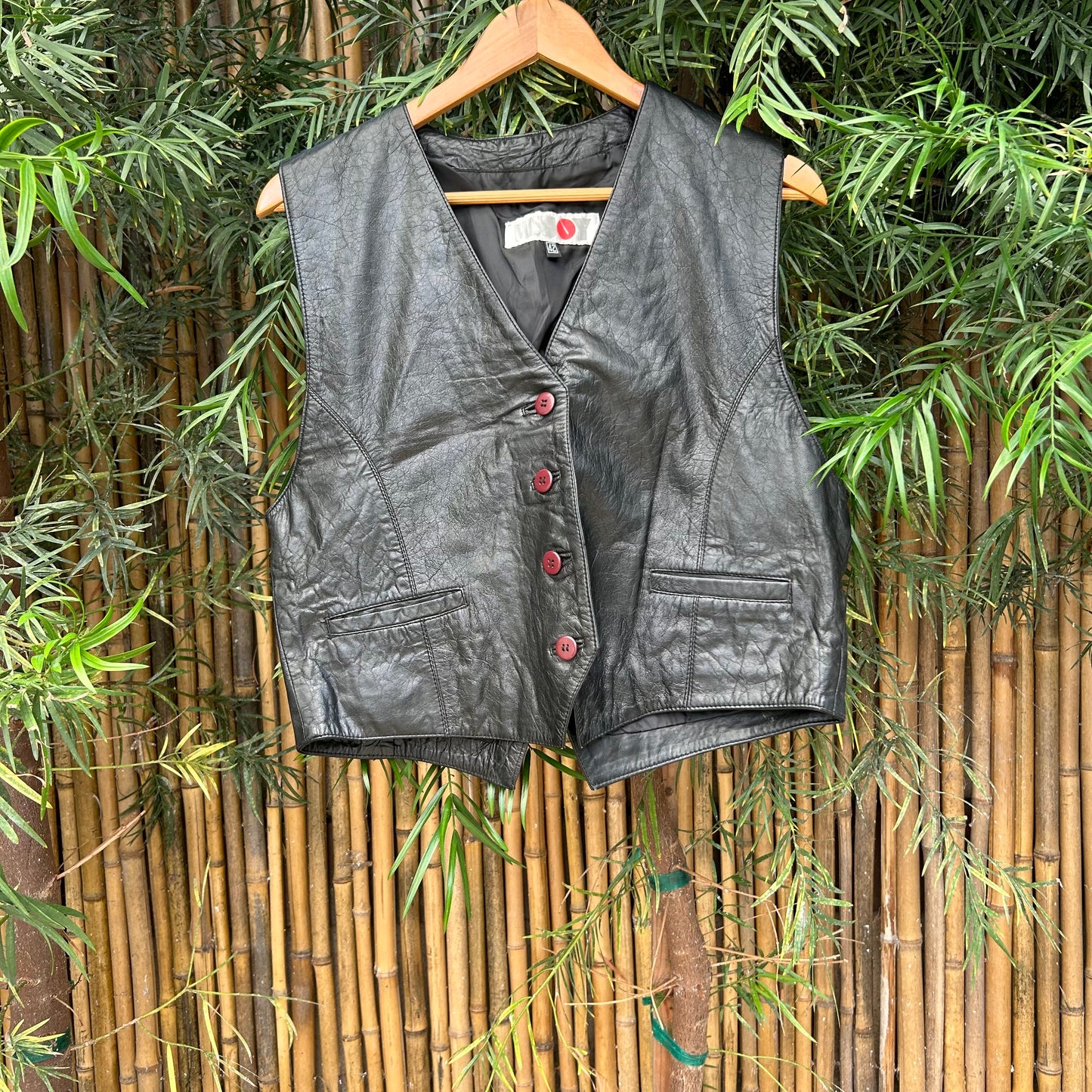 1980s Black Leather Vest | MissJoy US Women's Size S / 42