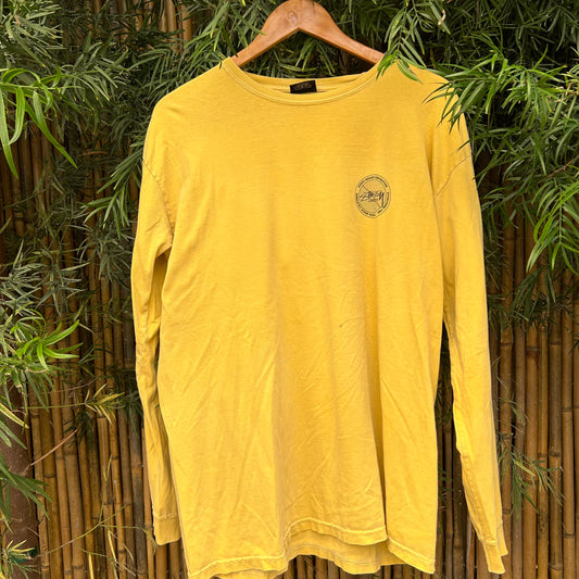 2000s Yellow Stussy Long-sleeve Shirt | Stussy US Men's M