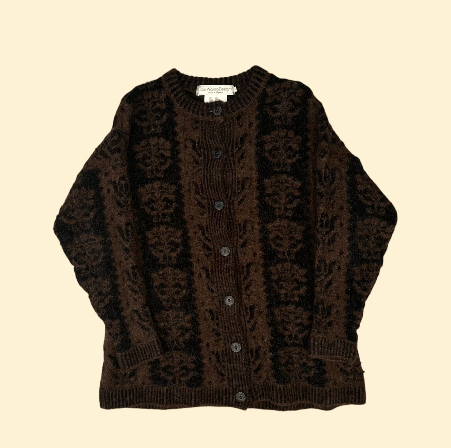 1980s Brown Sweater Cardigan | Tom Waling US Men's L