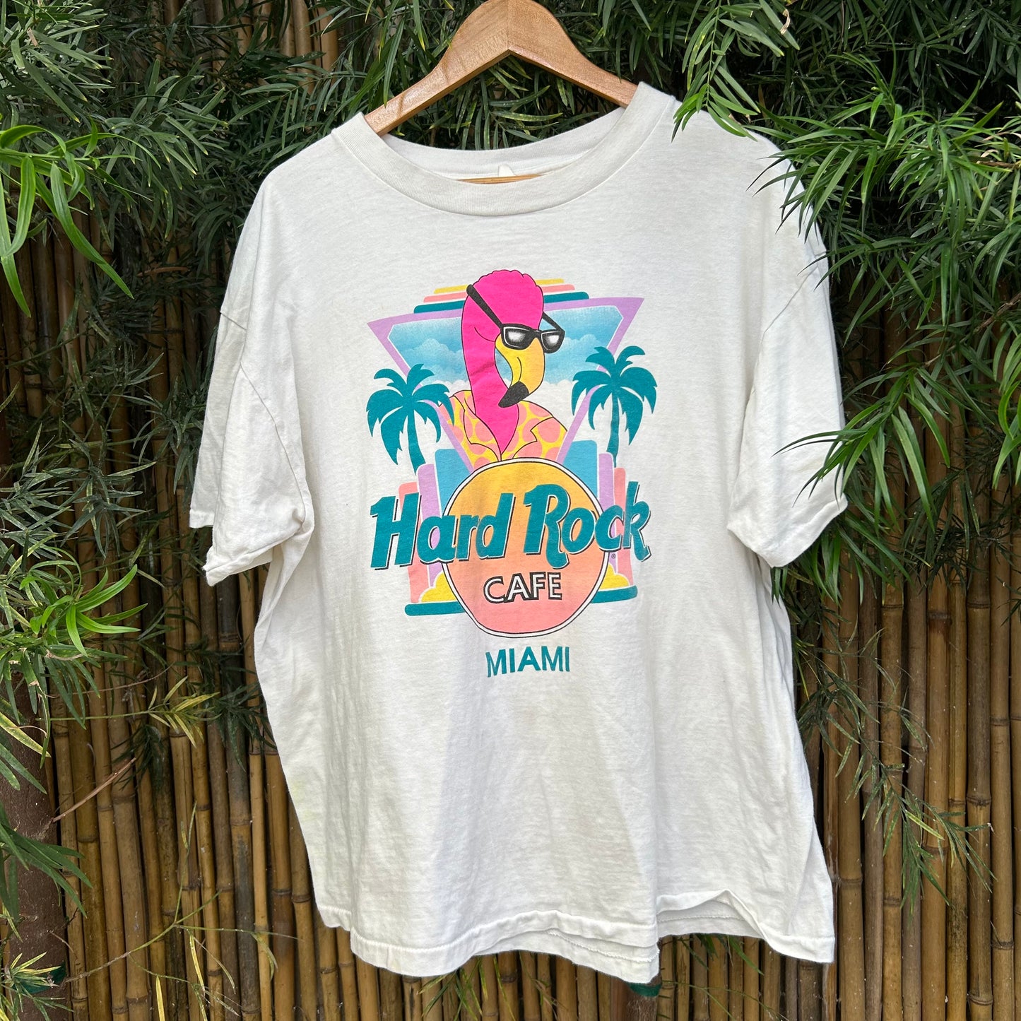 1990s White Hard Rock Cafe Miami Graphic Tee | Hard Rock Cafe US Men's L