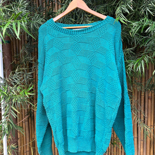 1990s Aqua Blue Sweater | Honors Mens US Men's L