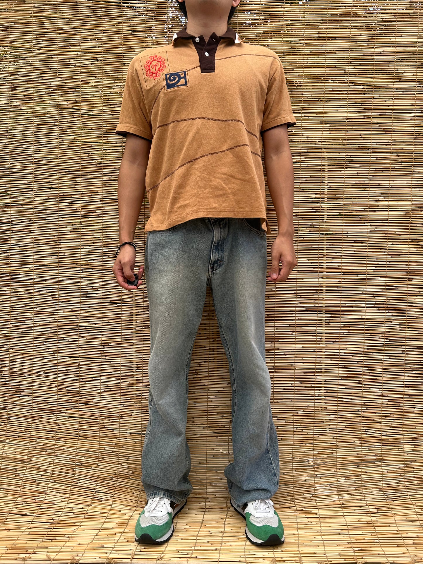 1990s Patterned Polo | Motifs Men’s M