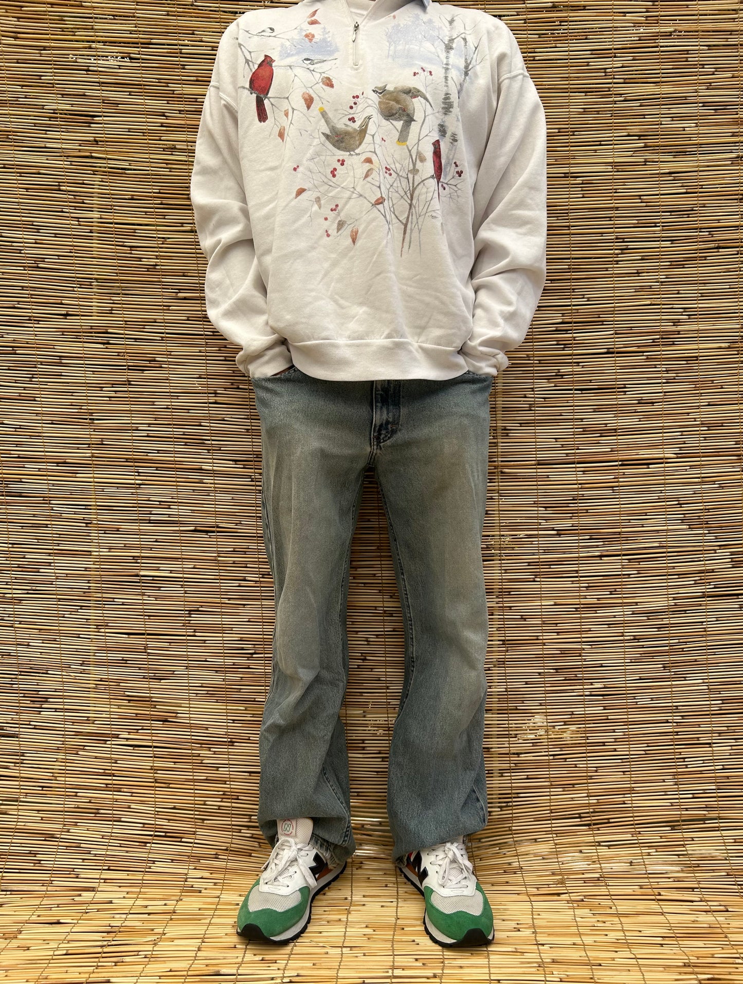 1990s White Bird Collared Sweater | Hanes US Men's L