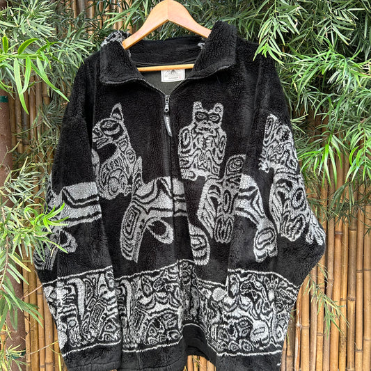 1980s Black Animal Jacket | Black Mountain US Men's XL